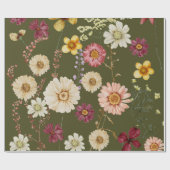 Sage Green Rustic Wildflower Wrapping Paper Cadeaupapier (Vlak)