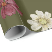 Sage Green Rustic Wildflower Wrapping Paper Cadeaupapier (Rol Hoek)