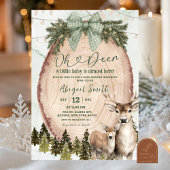 Sage Green Rustic Winter Deer Baby Shower Kaart