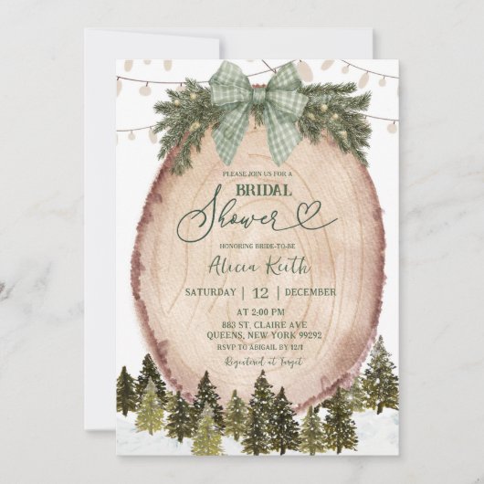Sage Green Rustic Winter Forest Bridal Shower Kaart (Voorkant)