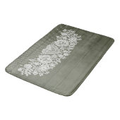 Sage Green Rustic Wood & White Lace Lacy Farmhouse Badmat (Gekanteld)