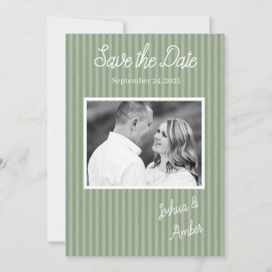Sage Green Rustic Woodland Fotobruiloft Save The Date (Voorkant)