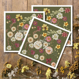 Sage Green Rustieke boho wilde bloem Servet