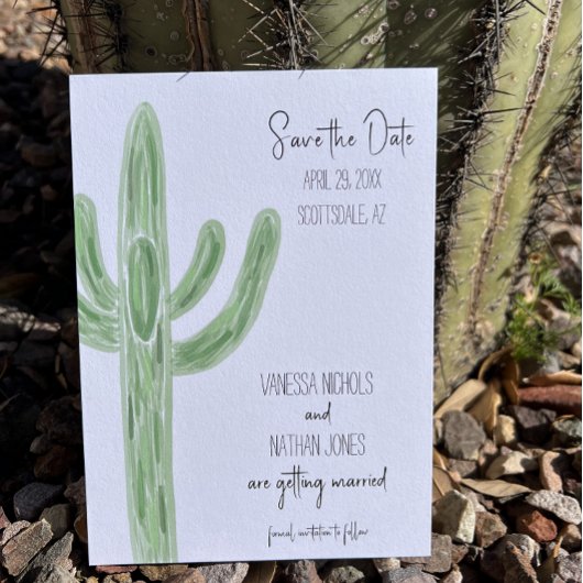 Sage Green Saguaro Cactus Bewaar de datum uitnodig Save The Date