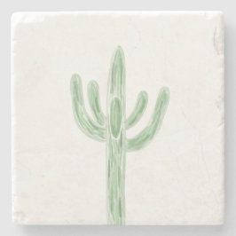 Sage Green Saguaro Cactus Desert Stone Onderzetter
