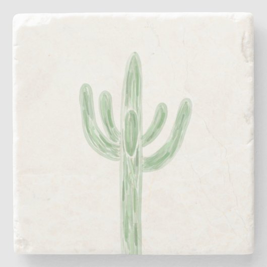 Sage Green Saguaro Cactus Desert Stone Onderzetter (Voorkant)