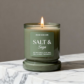 Sage Green Salt & Saga Custom Candle Label Sticker
