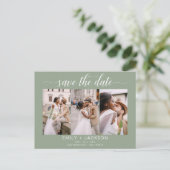 Sage Green Save the Date 4 Foto modern Briefkaart (Staand voorkant)