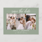 Sage Green Save the Date 4 Foto modern Briefkaart (Voorkant)