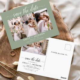 Sage Green Save the Date 4 Foto modern Briefkaart