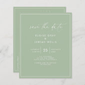 Sage Green Save the Date Briefkaart (Voorkant / Achterkant)