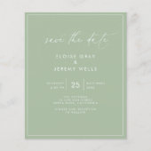 Sage Green Save the Date Briefkaart (Voorkant)