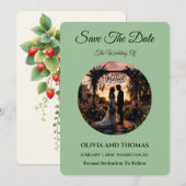 Sage Green Save the Date Card (Voorkant / Achterkant)