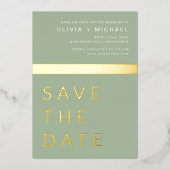 Sage Green Save the Date Elegant Gold Folie Uitnodiging (Voorkant)