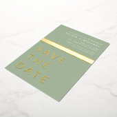 Sage Green Save the Date Elegant Gold Folie Uitnodiging (Gedraaid)