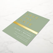 Sage Green Save the Date Elegant Gold Folie Uitnodiging (Gedraaid)