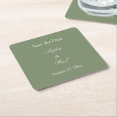 Sage Green Save the Date Square Paper Onderzetter (Schuin)