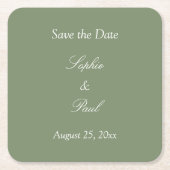 Sage Green Save the Date Square Paper Onderzetter (Voorkant)