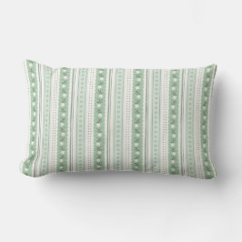 Sage Green Scallop Floral Stripe Coquette Kussen