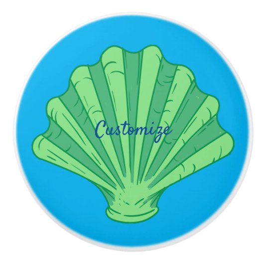 Sage Green Scallop Shell Thunder_Cove Keramische Knop (Voorkant)