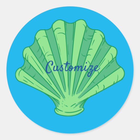Sage Green Scallop Shell Thunder_Cove Ronde Sticker (Voorkant)