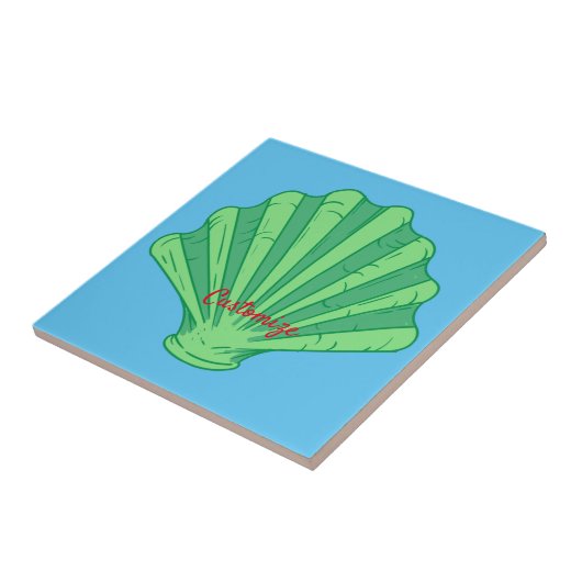 Sage Green Scallop Shell Thunder_Cove Tegeltje (Zijkant)