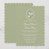 Sage Green Scalloped Wedding Invitation Kaart (Voorkant / Achterkant)