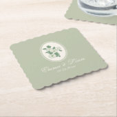 Sage Green Scalloped Wedding Paper Coasters Kartonnen Onderzetters (Gebogen)