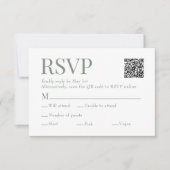 Sage Green Scan QR Code Maaltijdkeuze Trouwen RSVP Kaartje (Voorkant)