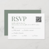 Sage Green Scan QR Code Maaltijdkeuze Trouwen RSVP Kaartje (Voorkant / Achterkant)