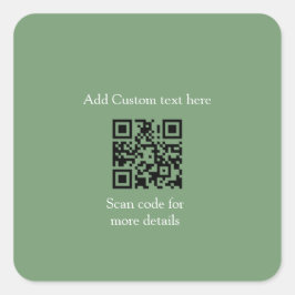 Sage green scan QR voeg aangepaste tekst eenvoudig Vierkante Sticker