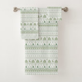 Sage Green Scandinavische winter Kerstmis Bad Handdoek (Insitu)