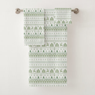 Sage Green Scandinavische winter Kerstmis Bad Handdoek