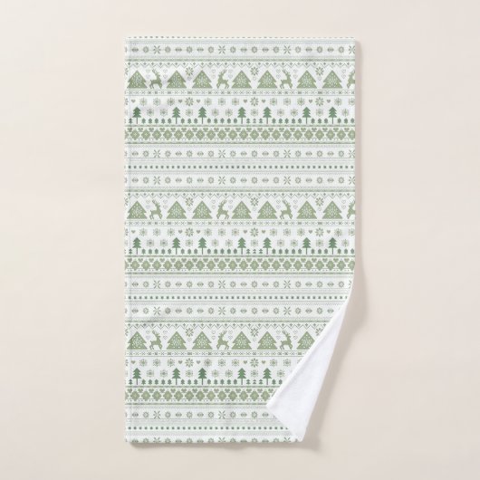 Sage Green Scandinavische winter Kerstmis Bad Handdoek (Handdoek)