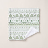 Sage Green Scandinavische winter Kerstmis Bad Handdoek (Wasdoekje)