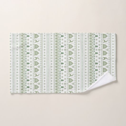 Sage Green Scandinavische winter Kerstmis Bad Handdoek (Handdoek)