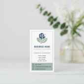 Sage Green Schoonmaakdiensten Professioneel Logo Visitekaartje (Staand voorkant)