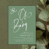 Sage Green Script Baby Shower Kaart