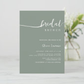 Sage Green Script Bruids Brunch Uitnodiging (Staand voorkant)