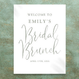 Sage Green Script Bruids Brunch Welkomstbord Poster