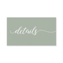 Sage green script Details Weddenschap website QR c