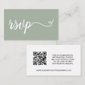 Sage green script Details Weddenschap website QR c Informatiekaartje (Voorkant / Achterkant)