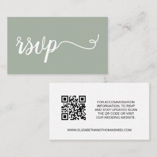 Sage green script Details Weddenschap website QR c Informatiekaartje