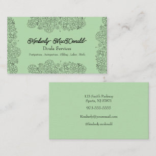 Sage Green script doula-diensten Visitekaartje