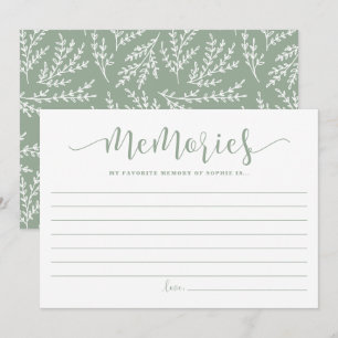 Sage Green Script Favoriete geheugen van de bruid Advieskaart
