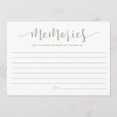 Sage Green Script Favoriete geheugen van de bruid Advieskaart (Voorkant)