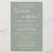 Sage Green Script Guest Wedding Weekend Program (Voorkant)