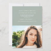 Sage green script hartstuk 4 foto's vrijgezellenfe kaart (Achterkant)