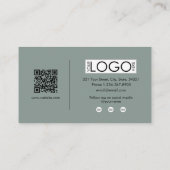 Sage Green Script Kalligrafie Handtekening QR Code Visitekaartje (Achterkant)