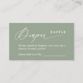 Sage Green Script Luier Raffle Enclosure Kaart (Voorkant)